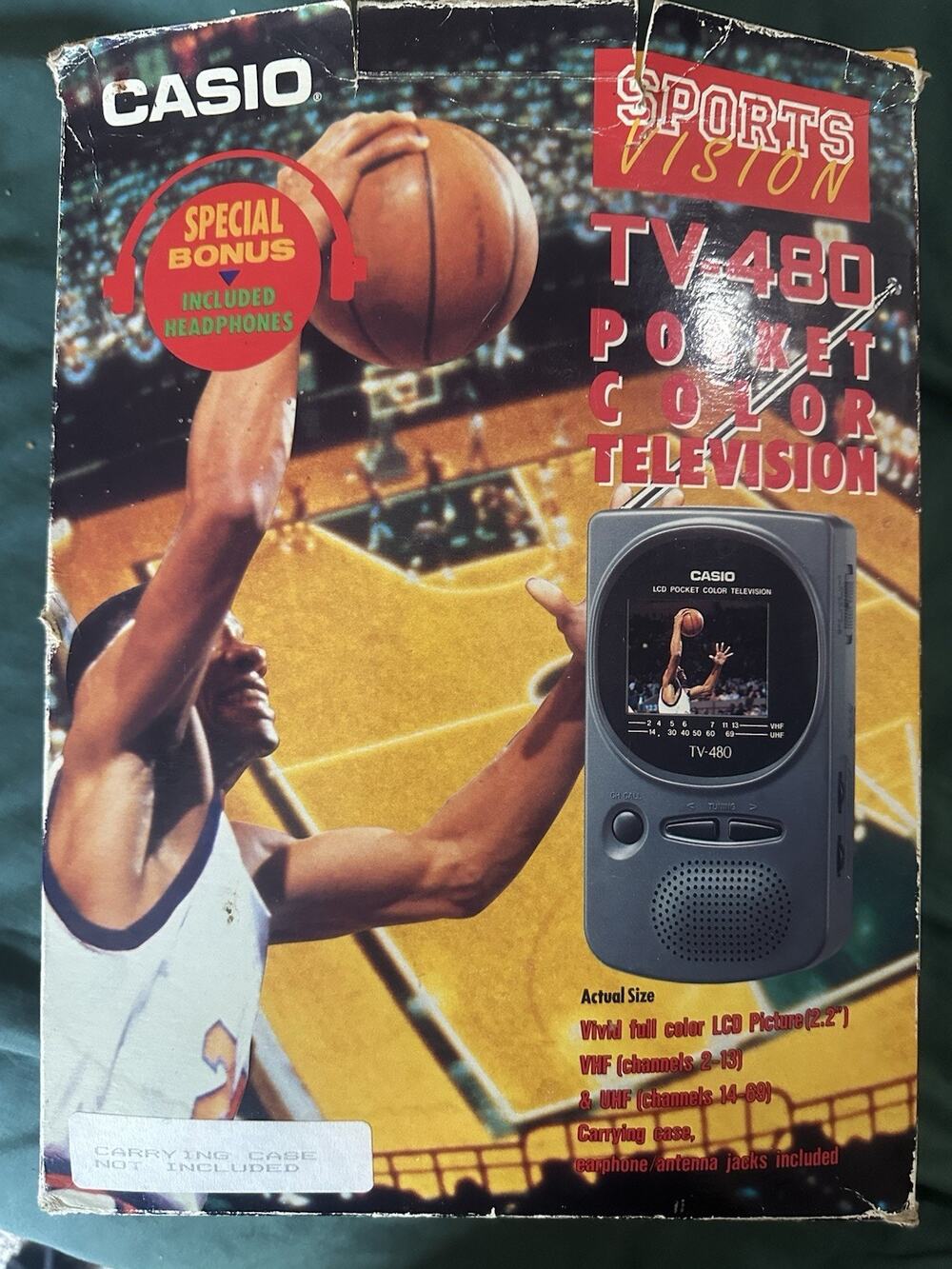 Casio TV-480 LCD Color Pocket TV Vintage Portable Television In Box W Headphones
